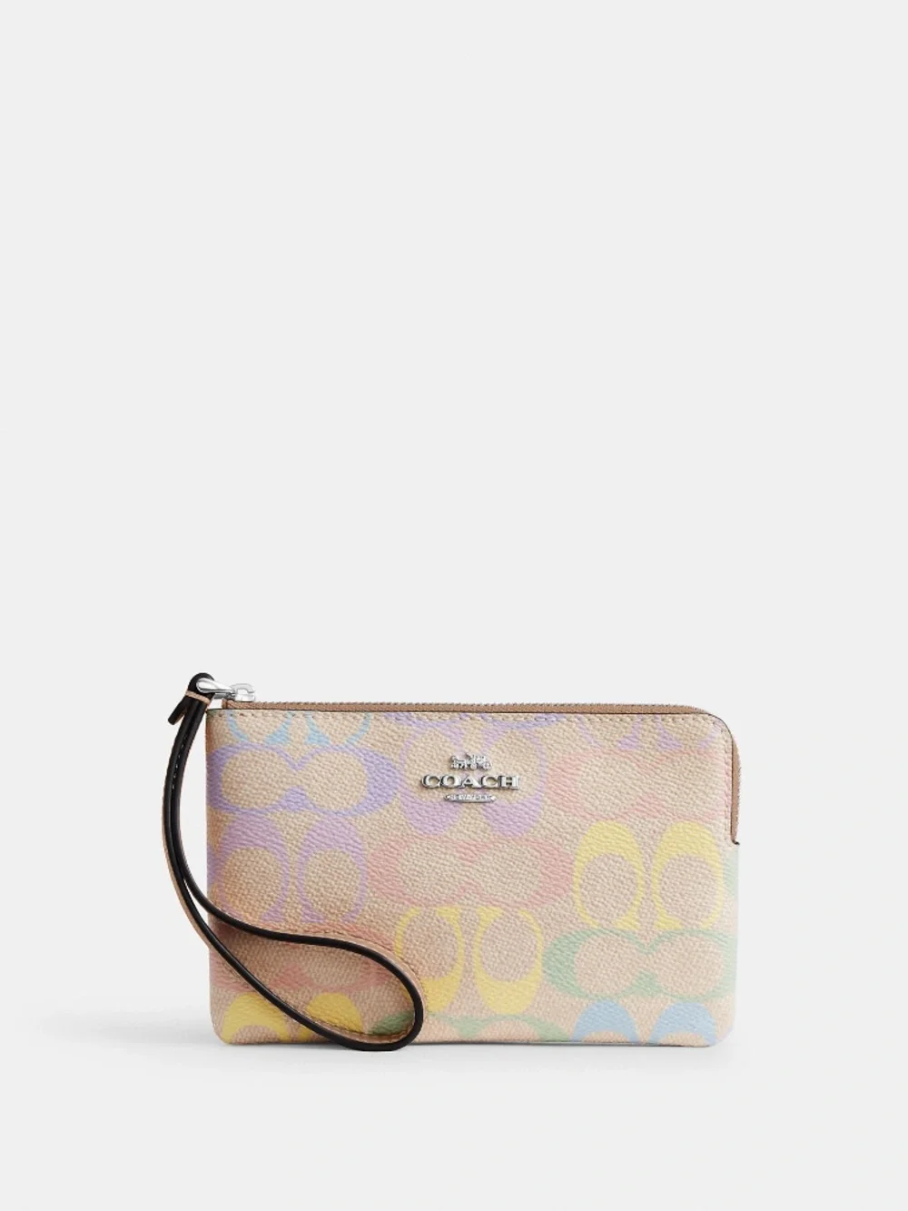 COACH Outlet Corner Zip Wristlet In Rainbow Signature Canvas